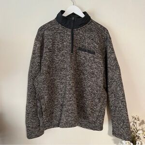 Eddie Bauer mens half zip gray fleece sweater with pockets XL